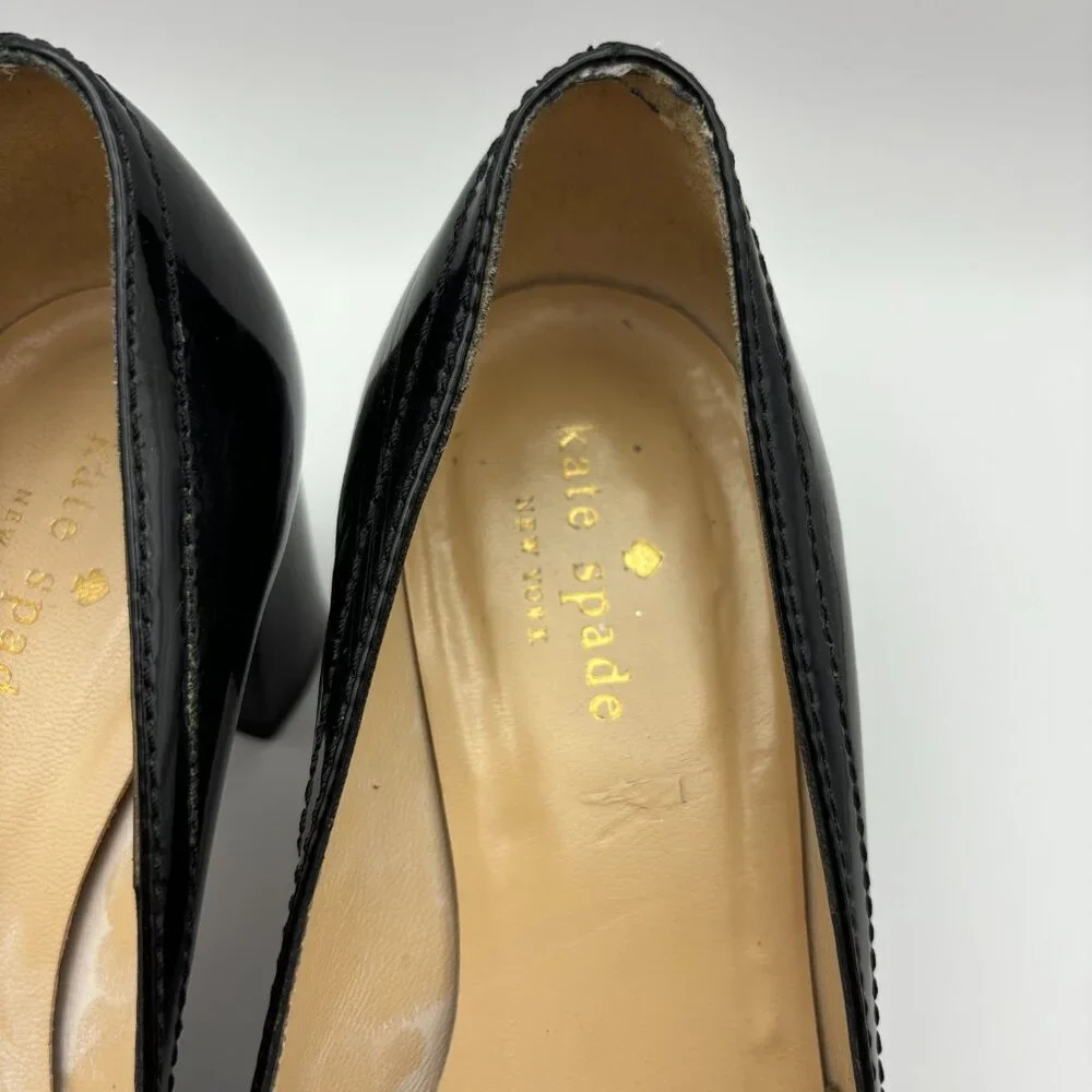 Kate Spade Dijon Black Patent Bow Heels 6.5